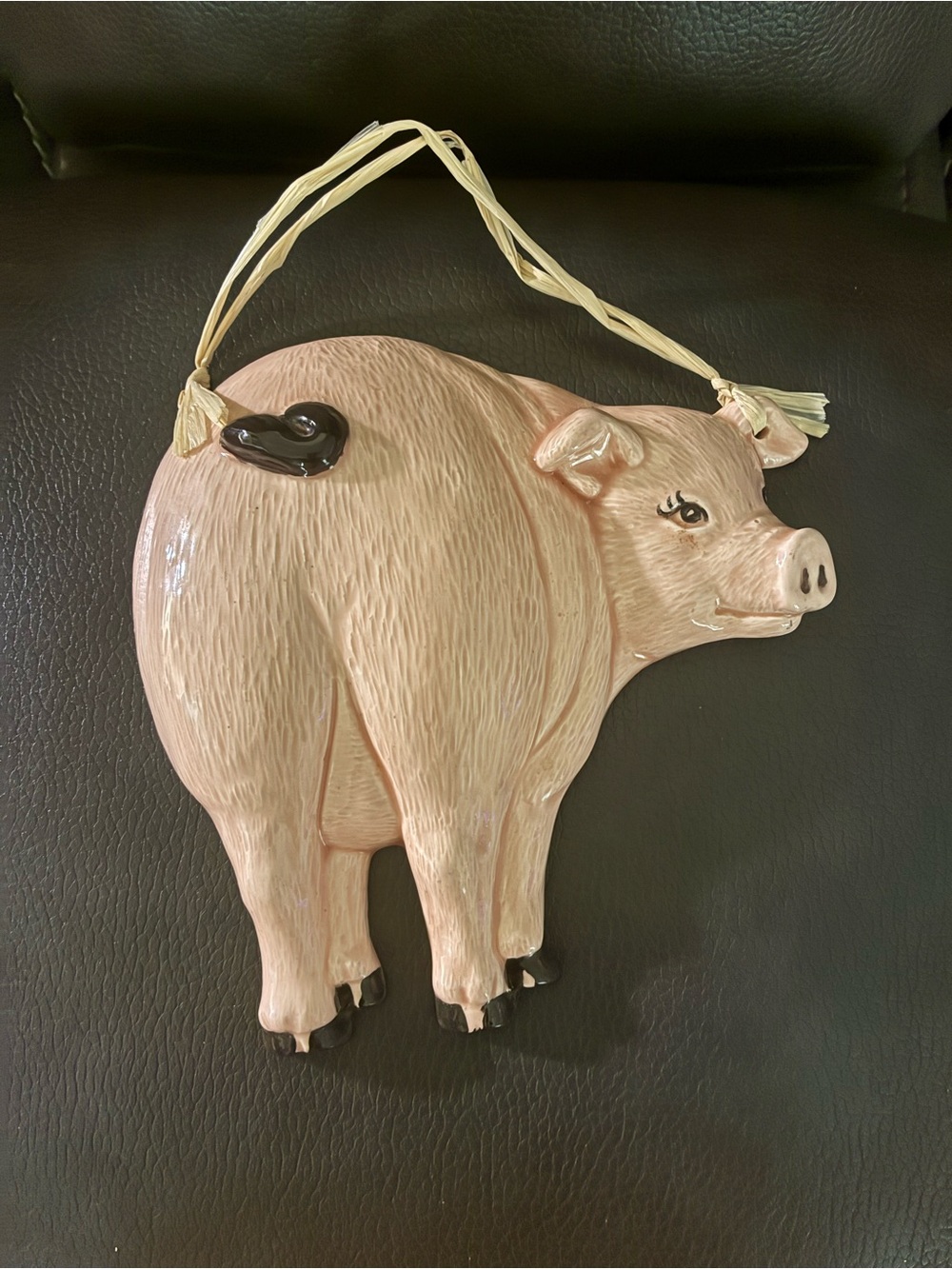 Vintage Handmade Country-Style Pink Ceramic Pig Wall Hanging - Home Wall Decor